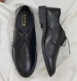 Stylish Lace-up Men's Oxford Shoes with High Shine Finish Black - Image 3