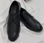Stylish Lace-up Men's Oxford Shoes with High Shine Finish Black - Image 2