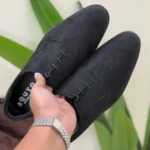 Suede Leather Derby shoes Black - Image 2