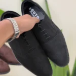 Suede Leather Derby shoes Black - Image 3