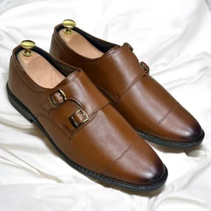 Double monk shoes for men Mustard