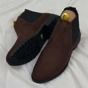 Suede Leather Chelsea Boots Chocolate