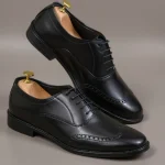 Formal Retro Lace Up Oxfords Shoes Men Black - Image 2