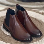 Polished  Leather Chelsea  Boot Chocolate