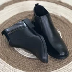 Polished  Leather Chelsea  Boot Black