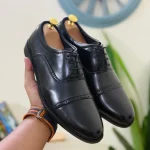 Single Punch Lace Up Formal Shoes For Men Black - Image 3
