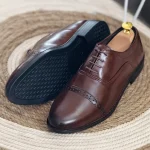 Single Punch Lace Up Formal Shoes For Men Choco - Image 2