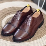 Single Punch Lace Up Formal Shoes For Men Choco - Image 3
