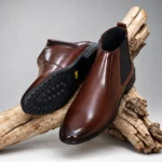 Polished  Leather Chelsea  Boot Chocolate