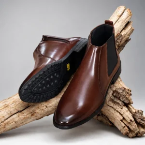 Polished  Leather Chelsea  Boot Chocolate