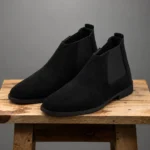 Suede Leather Chelsea Boots Black - Image 3