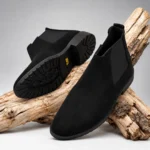Suede Leather Chelsea Boots Black