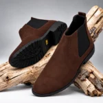 Suede Leather Chelsea Boots Chocolate - Image 2