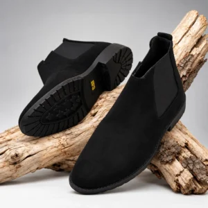 Suede Leather Chelsea Boots Black