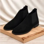 Suede Leather Chelsea Boots Black - Image 2
