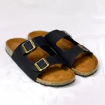 Double Belt-Suede Sandal Black - Image 2