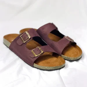 Double Belt-Suede Sandal Chocolate