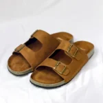 Double Belt-Suede Sandal Mustard