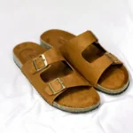 Double Belt-Suede Sandal Mustard - Image 2