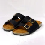 Double Belt-Suede Sandal Black - Image 4