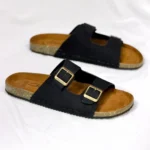 Double Belt-Suede Sandal Black - Image 3