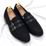 Double Buckle Suede Tassel Black For Men