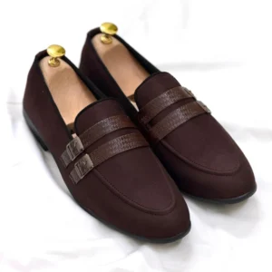 Double Buckle Suede Tassel Chocolate For Men