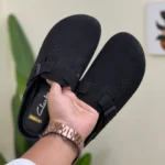Crocks style suede leather slippers sandals for men Black - Image 2
