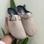 Crocks style suede leather slippers sandals for men Gray - Image 2