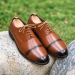 Plain Oxford Office Shoes For Men Mustard - Image 3