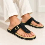 Quto T-Strap Slide Sandal Black For Men